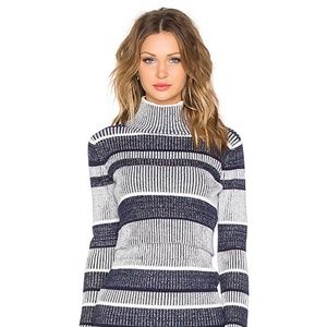 Finders Keepers Cropped Sweater in Navy & White, S